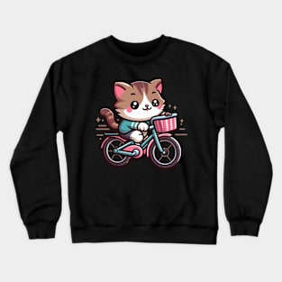 Pedaling Purr-fection: The Cute Cat On Bicycle Crewneck Sweatshirt